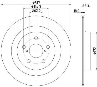 HELLA PRO TOYOTA гальмівний диск задн. RAV 4 V 18- HELLA PAGID 8DD 355 134-961