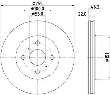 HELLA PRO TOYOTA гальмівний диск передн. YARIS 1.0 20-, 1.5 20- HELLA PAGID 8DD 355 134-981