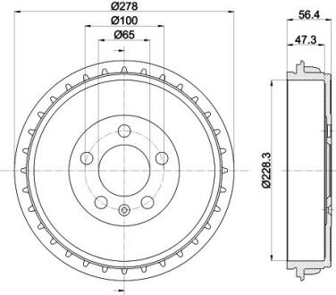 HELLA SKODA гальмівний барабан FABIA 1.6 21-, KAMIQ 1.0 19-, VW POLO 1.0 17-, SEAT HELLA PAGID 8DT 355 303-251