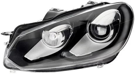 VW фара основна Bi-Xenon з мотором,без газоразр.лампи,без предвкл.приладу D1S PY21W W5W з денний.світлом прав.Golf VI 08- HELLA 1ZS 009 902521