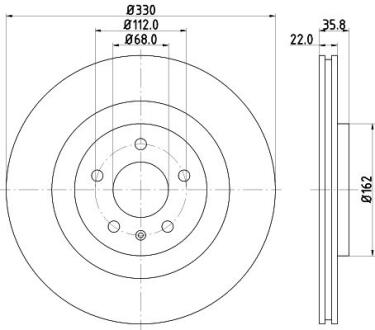 PRO VW Диск гальмівний задн. Audi A8 10- HELLA 8DD 355 118-021 (фото 1)
