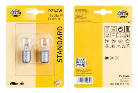 P21/4W 12V 4W Лампа розжарювання (блістер 2 шт) HELLA 8GD 004 772123