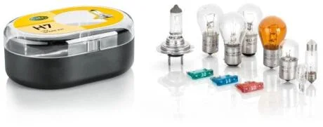 H7 12V Набір лампа розжарювання (C5W, H7, P21/4W, P21/5W, P21W, PY21W, R5W, W5W + 3 запоб.) HELLA 8GH 007 157901
