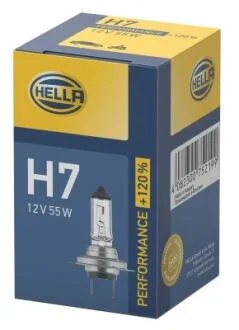 H7 12V 55W Лампа розжарювання PLUS 120% HELLA 8GH 223 498031