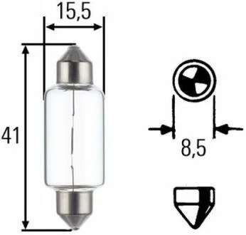 Лампа розжарювання, 12V 15W SV 8,58 HELLA 8GM 002 091141