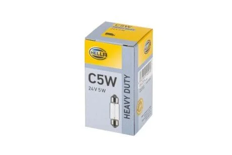 Фото 1 - лампа розжарювання HEAVY DUTY C5W 24V 5W SV 8,58 HELLA 8GM 002 092241 Лампа розжарювання HEAVY DUTY C5W 24V 5W SV 8,58 HELLA 8GM 002 092241 (фото 1)
