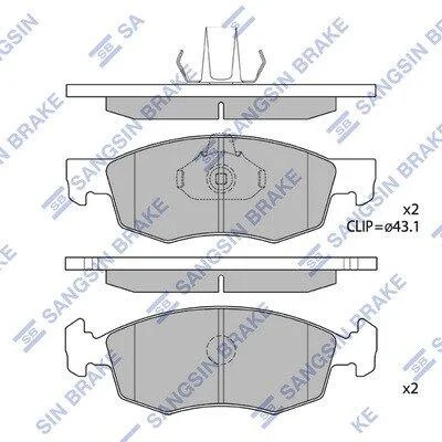 Комплект гальмівних колодок з 4 шт. дисків Hi-Q (SANGSIN) SP1198 (фото 1)