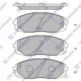 Комплект гальмівних накладок, дискове гальмо Hi-Q (SANGSIN) SP1688