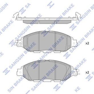 Комплект гальмівних накладок, дискове гальмо Hi-Q (SANGSIN) SP1713