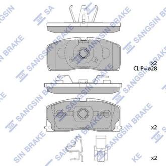 Комплект гальмівних накладок, дискове гальмо Hi-Q (SANGSIN) SP2154
