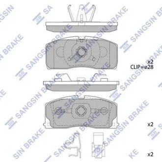 Комплект гальмівних накладок, дискове гальмо Hi-Q (SANGSIN) SP2154