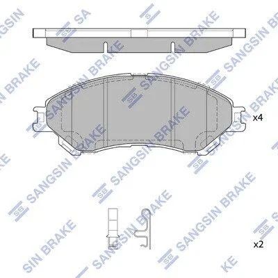 Комплект гальмівних накладок, дискове гальмо Hi-Q (SANGSIN) SP4212 (фото 1)