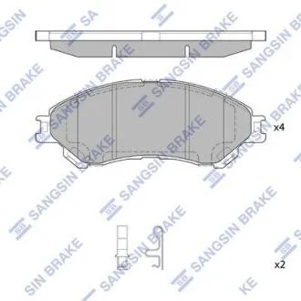 Комплект гальмівних накладок, дискове гальмо Hi-Q (SANGSIN) SP4212