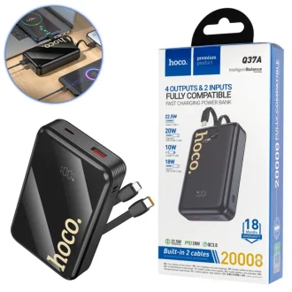 Зовнішній акумулятор Q37A Graceful 22.5W+PD20W power bank with two cables(20000mAh) Black HOCO 6942007644921