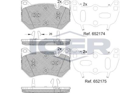 Комплект гальмівних колодок (дискових) ICER 182385