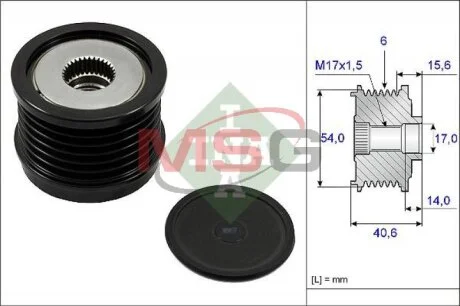 Шків генератора ALFA ROMEO GIULIETTA, GIULIETTA/HATCHBACK FIAT 500L, 500X, BRAVO, BRAVO II, CROMA, CROMA/KOMBI, TIPO JEEP COMPASS, RENEGADE LANCIA DELTA III SUZUKI SX4 S-CROSS 1.3-2.0D 06.05- INA 535 0230 10