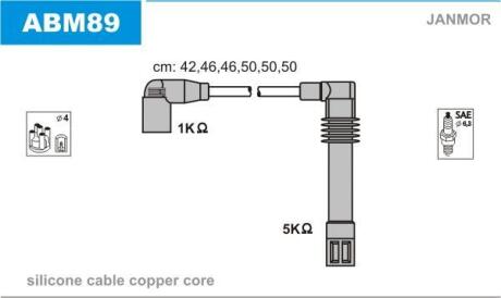 Дроти в/в Audi A4/A6/A8 2.4/2.6/2.8 95- Skoda SuperB 2.8 V JANMOR ABM89