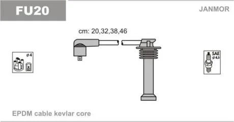 Дроти в/в Ford Focus 1,8I.2,0I.Mondeo 1,6I-2,0 (каучук) JANMOR FU20