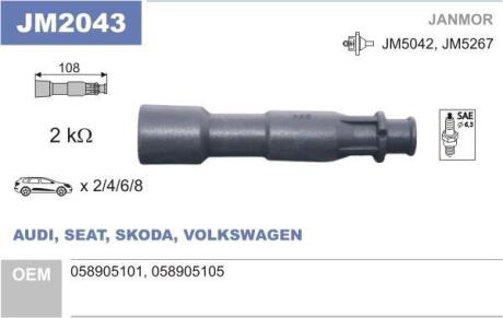 Вилка катушки запалювання Audi A4 1.8 95-03/Audi A6 1.8 95-05/Skoda Octavia 1.8 98-10/VW Golf IV 1.8/Passat B5 1.8 JANMOR JM2043