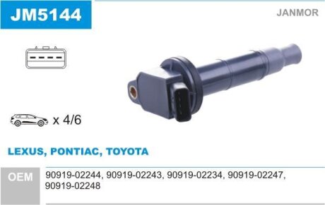 Котушка запалювання Toyota Avensis 00- JANMOR JM5144