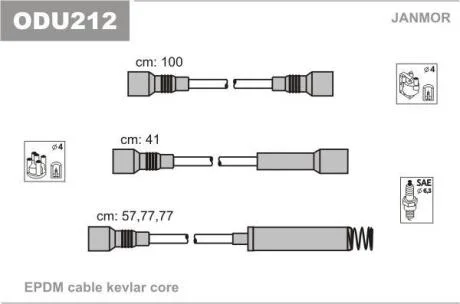 Провода в/в Opel Omega 1,8/2,0 штирева кришка JANMOR ODU212