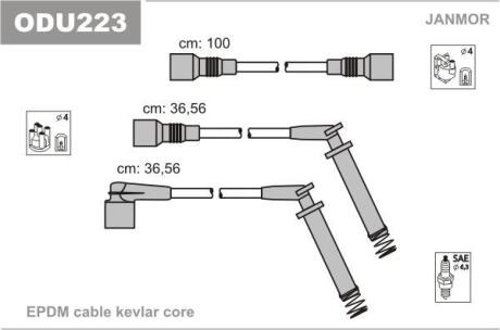 Провода в/в Opel Kadet /Astra F/Omega A 1.8-2.0 JANMOR ODU223
