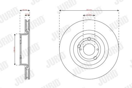 TOYOTA Гальмівний диск YARIS (P21, PA1, PH1) 20- JURID 563739JC