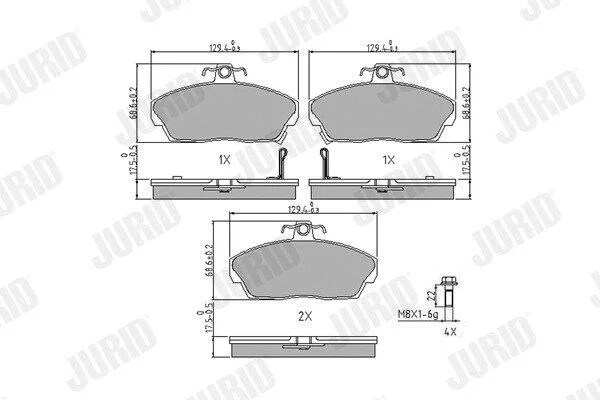 HONDA колодки гальмівні передні Concerto 1.5 16V 90-,Civic VI,VII,Rover 200,400,45,800 JURID 571438J (фото 1)