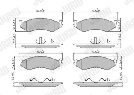 JEEP колодки гальмівні передні Cherokee,Grand Cherokee,Wrangler 2.1/2.5 90- JURID 571519J