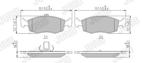 Тормозные колодки пер. FIAT Doblo 1,2-1,9JTD 01- JURID 571974J