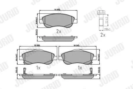 HONDA гальмівні колодки передні CR-V 07- JURID 572605J