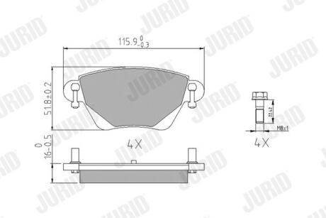 FORD Тормозные колодки задн.Mondeo III 00-,Kangoo 01-,Jaguar X-Type JURID 573012J