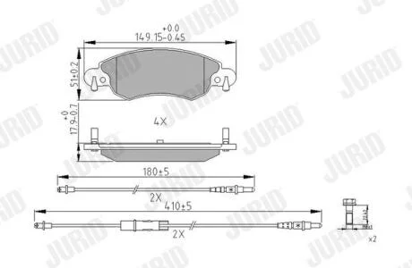 Гальмівні колодки передн. Citroen C5 2004- JURID 573026J