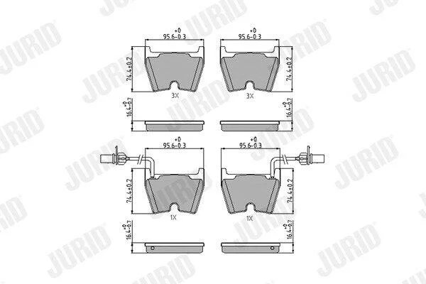 AUDI гальмівні колодки передні A6 C5 Avant 04-05, VW PHAETON 3.2 04-08, LAMBORGHINI GALLARDO SPYDER 5.0 05- JURID 573195J (фото 1)