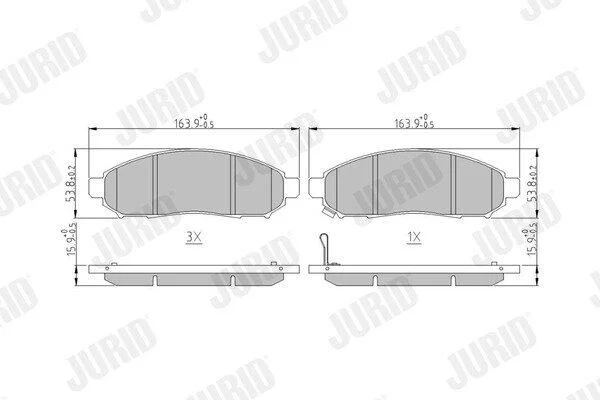 NISSAN гальмівні колодки передн..Murano,Navara,Pathfinder 05- сист.Tokico JURID 573431J (фото 1)
