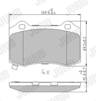 CHRYSLER гальмівні колодки задн.300C, TESLA MODEL S 70D AWD 15-, JEEP GRAND CHEROKEE IV 6.4 11-, CHEVROLET CAMARO 6.2 09-15 JURID 573623J