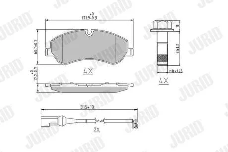 FORD гальмів.колодки передн.Transit 2,2TDCi 13- JURID 573690J