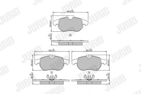 OPEL гальмівні колодки передн.Vectra C, Astra H, Zafira B FIAT Croma 05- SAAB 9-3 JURID 573723J