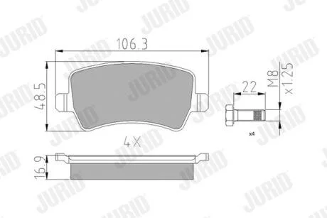 FORD гальмівні колодки задн. Galaxy 06-, Volvo S80, V70 JURID 573748J