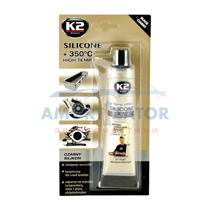 SIL BLACK (BLACK SILICON +350С) 85g Силікон герметик (чорний) х12 K2 B210N (фото 1)