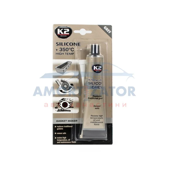 SIL GREY (GREY SILICON +350С) 85g Силікон герметик (сірий) х12 K2 B250N (фото 1)
