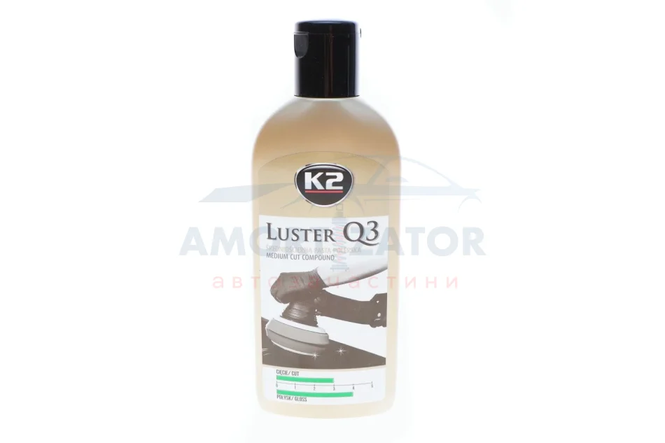 LUSTER Q3 ZIELONY Паста для механічного полірування для видалення подряпин, біла 250 мл NEW K2 L3200N (фото 1)
