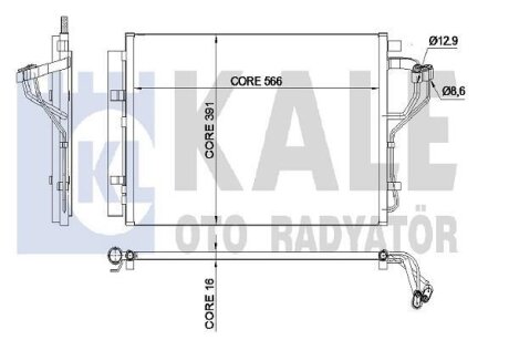 HYUNDAI Радіатор кондиціонера (конденсатор) з осушувачем ELANTRA V 1.6, 1.8 10-, i30 1.4, 1.6 11- KALE 342525