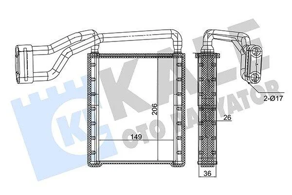 FORD Радіатор опалення TRANSIT CUSTOM V362 12-, TOURNEO CUSTOM V362 12- KALE 353835 (фото 1)