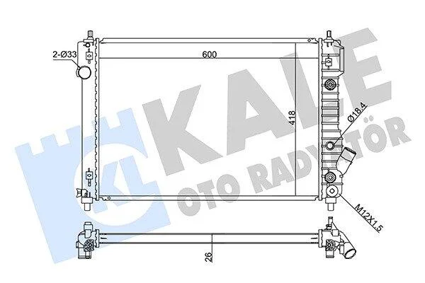 CHEVROLET радіатор охолодження Aveo 1.4 08- KALE 355100 (фото 1)