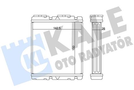 NISSAN Радіатор опалення NAVARA 2.4, 2.5, 3.0, 3.3 97-, PICK UP 2.4, 2.5, 2.7, 3.2 98- KALE 370595