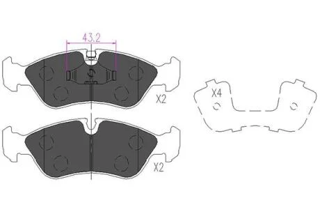 PARTS OPEL гальмівні колодки передн.Astra,Omega A,Vectra A,Daewoo Nexia,Lanos 1.6 KAVO KBP1004