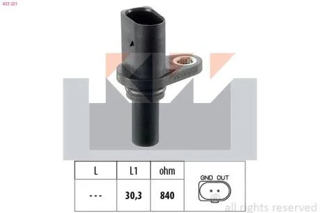 Датчик р/вала, к/вала (аналог EPS 1.953.221/Facet 9.0221) KW 453 221