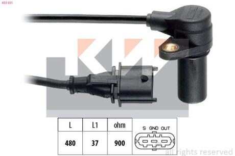 Датчик р/вала, к/вала (аналог EPS 1.953.631/Facet 9.0631) KW 453 631