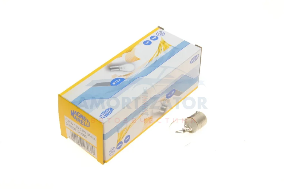 Лампа розжарювання P21W 12V 21W BA15d (вир-во Magneti Marelli) MAGNETI MARELLI 008506100000 (фото 1)